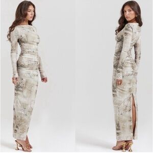 House of CB Lanetta Ruched Long Sleeve Maxi Dress